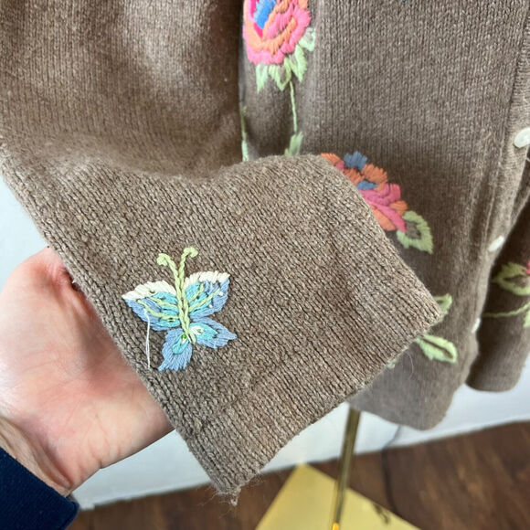 Crazy Horse Sweater Womens 1X Floral Silk Blend Cardigan Boho Cottage Hippie - Picture 3 of 10